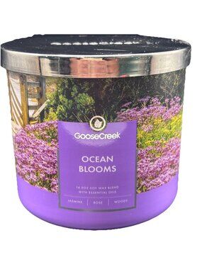 Goose Creek Ocean Blooms 3 Wick Jar Candle 14.5 oz Jasmine Grass Beach Flowers